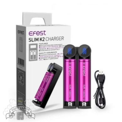 Carregador e baterias para cigarros eletrônicos Efest slim k2 a venda na loja vape vapor